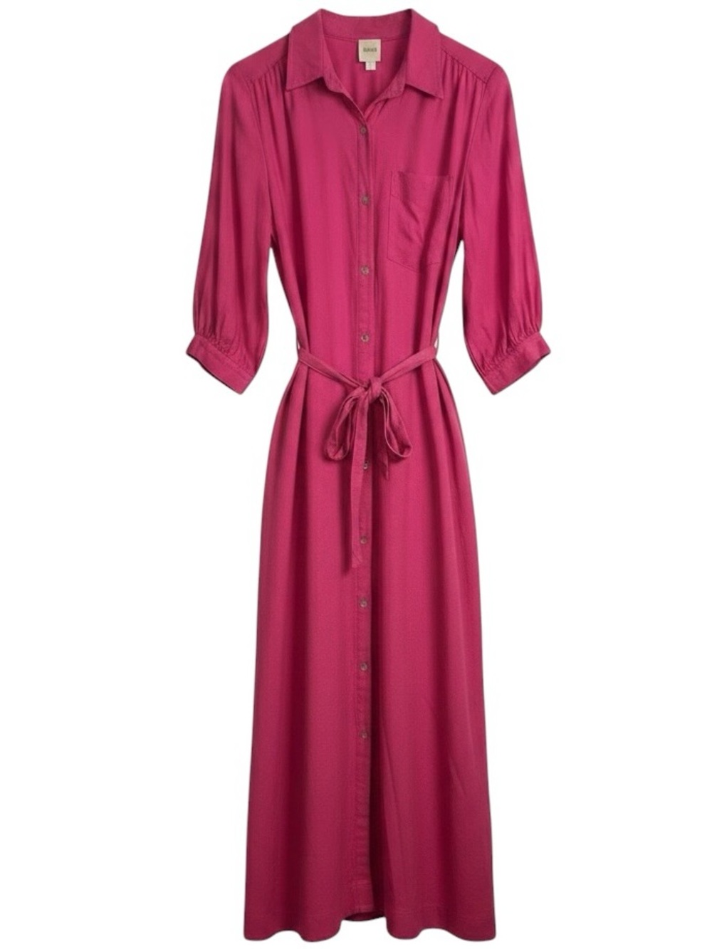 Maeve The Mona Linen Shirt Dress Raspberry Pink Maxi S